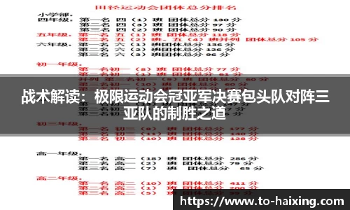 战术解读:极限运动会冠亚军决赛包头队对阵三亚队的制胜之道